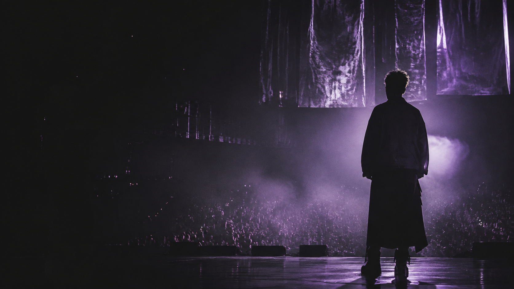 An artist looking out over an audience